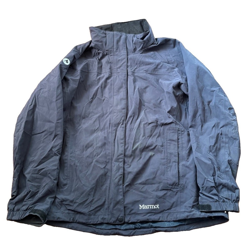 Marmot Jacket Mens XL Black Rain Full Zip Nylon Hiking